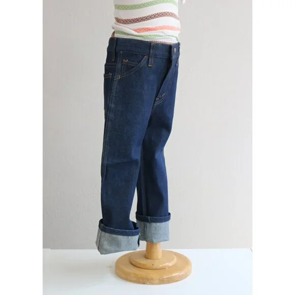 Deadstock, 1970's Vintage Bayly Dark Wash Jeans Kid's Size 5 to 6 Extra Small XS